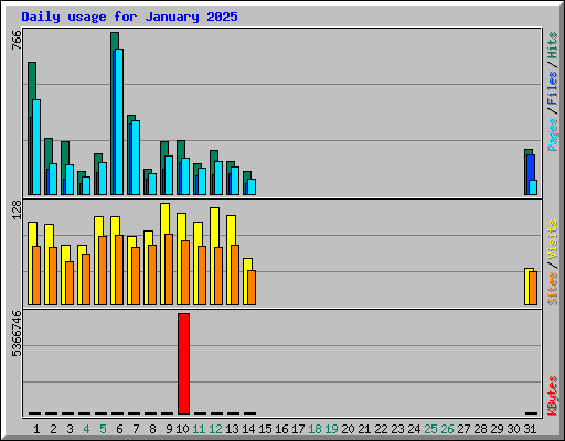 Daily usage for January 2025